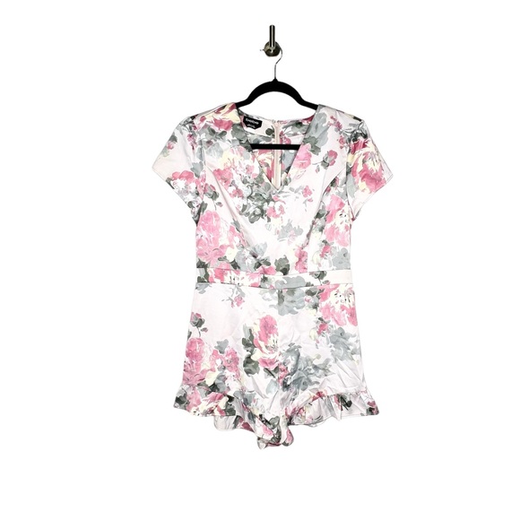 Bebe Sheer Dream  Floral Print Romper Cream/Pink Size 8 - Picture 3 of 7
